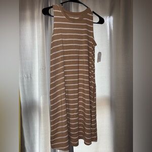 Time and Tru Brown and White Striped Top